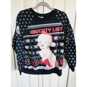 Marilyn Monroe Jr. L Sweatshirt Women's Large Long‎ Sleeve Black Sparkle 11/13